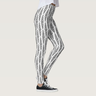 Schwarzes Fischgrät geometrisches nahtloses Muster Leggings