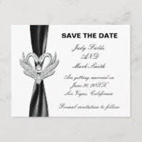 Schwarzes Flachband Silberschwänze Save the Date K
