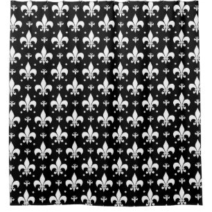 Schwarzes Fleur-de-lis-Muster Duschvorhang