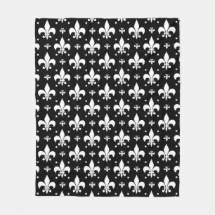 Schwarzes Fleur-de-lis-Muster Fleecedecke
