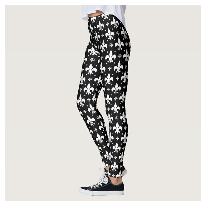 Schwarzes Fleur-de-lis-Muster Leggings (Von Creator hochgeladen)