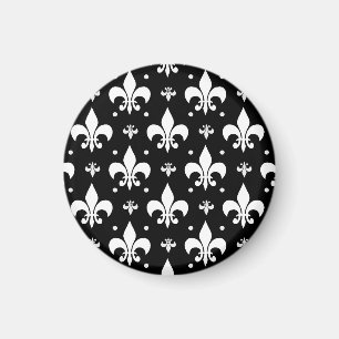Schwarzes Fleur-de-lis-Muster Magnet
