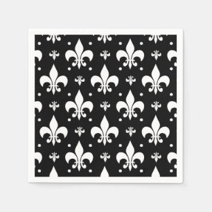 Schwarzes Fleur-de-lis-Muster Serviette