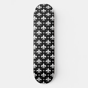 Schwarzes Fleur-de-lis-Muster Skateboard