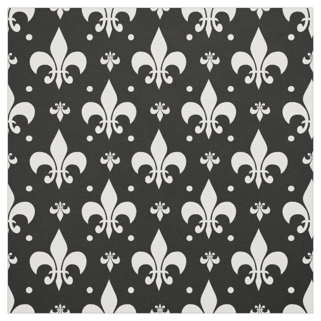 Schwarzes Fleur-de-lis-Muster Stoff (Muster)