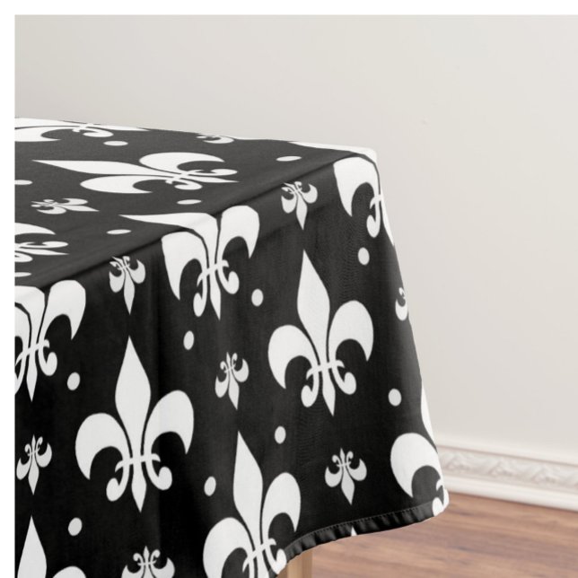 Schwarzes Fleur-de-lis-Muster Tischdecke (Von Creator hochgeladen)