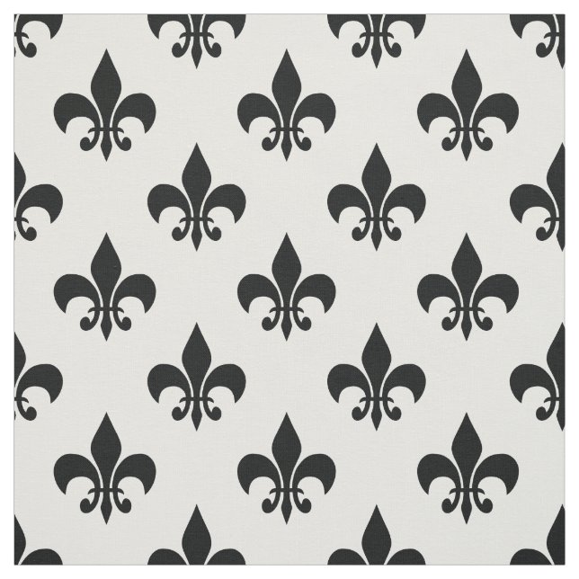 Schwarzes Fleur-de-lis Textil Stoff (Muster)