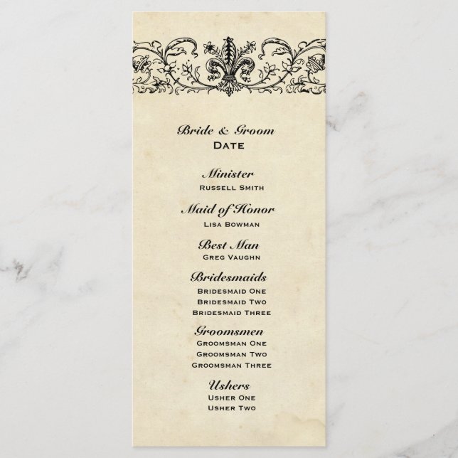 Schwarzes Fleur Hochzeitsprogramm Programm (Vorderseite)