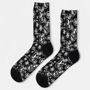 Schwarzes Floral Paisley Illustration Muster Desig Socken