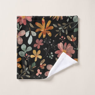 Schwarzes florales Trendy bedrucktes Washtuch Waschlappen