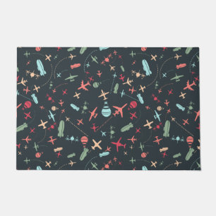 Schwarzes Flugzeug und Flugmuster Fußmatte