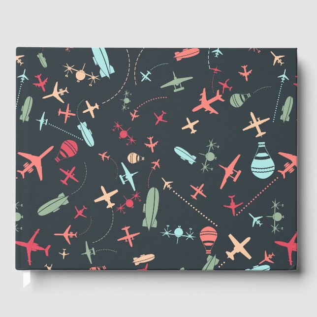 Schwarzes Flugzeug und Flugmuster Gästebuch (Vorderseite)