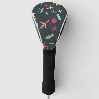 Schwarzes Flugzeug und Flugmuster Golf Headcover