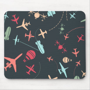 Schwarzes Flugzeug und Flugmuster Mousepad