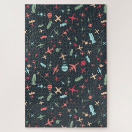 Schwarzes Flugzeug und Flugmuster Puzzle