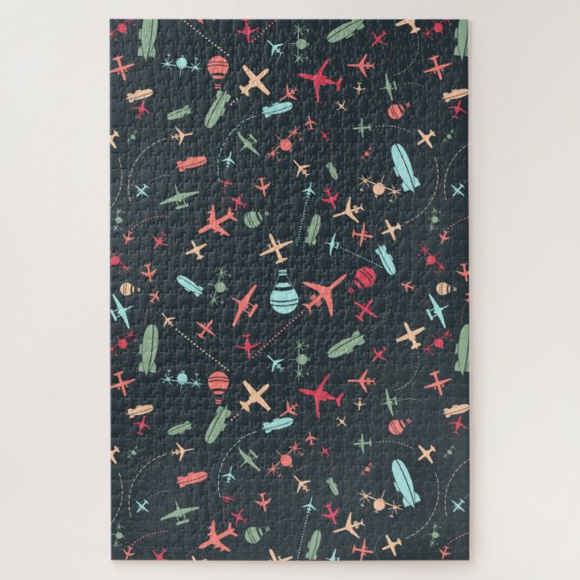 Schwarzes Flugzeug und Flugmuster Puzzle (Vertikal)