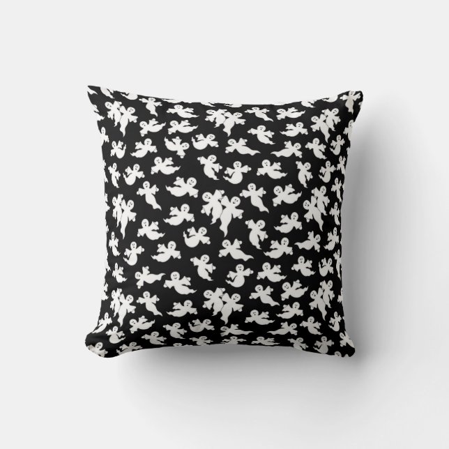 Schwarzes Flying Ghosts Pillow Kissen (Vorderseite)