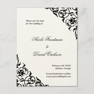 Schwarzes formal geglaubt Save the Date wedding