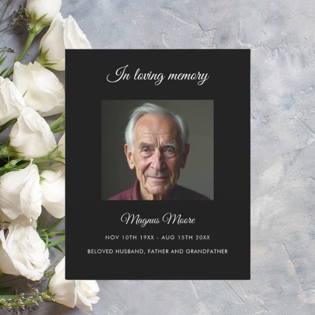 Schwarzes Foto Beerdigungskarte (Von Creator hochgeladen)