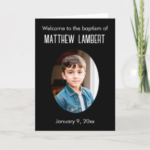 Schwarzes Foto Front Polka-Dot geklappte Taufe Programm