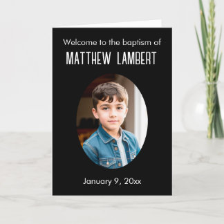 Schwarzes Foto Front Polka-Dot geklappte Taufe Programm