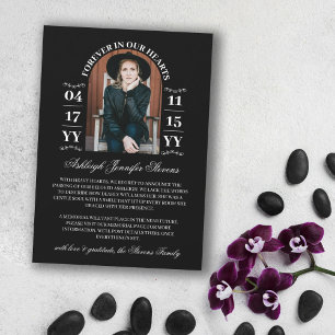 Schwarzes Foto für immer im Herzen Ankündigung