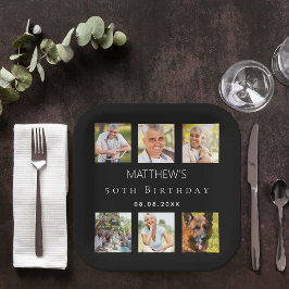 Schwarzes Foto Geburtstagsparty Pappteller