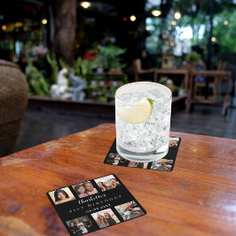 Schwarzes Foto Geburtstagsparty Rechteckiger Pappuntersetzer