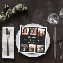 Schwarzes Foto Geburtstagsparty Serviette
