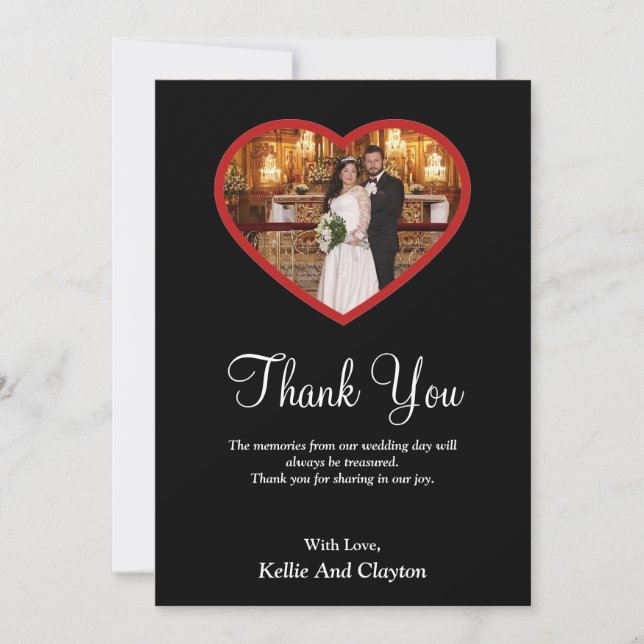 Schwarzes Foto im Herzen Dankeschön Karte (Vorderseite)