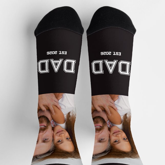 Schwarzes Foto mit Schriftzug 'Dad Established' Socken (Von Creator hochgeladen)