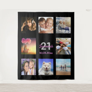 Schwarzes Foto zum 21. Geburtstag Wandteppich