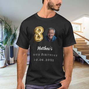 Schwarzes Foto zum 80. Geburtstag T-Shirt