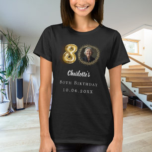 Schwarzes Foto zum 80. Geburtstag T-Shirt