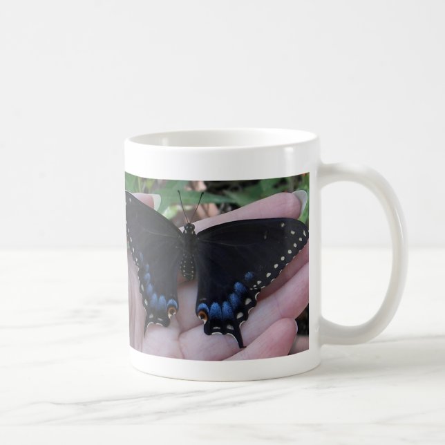 Schwarzes Frack Schmetterling#1-Tasse Kaffeetasse (Rechts)