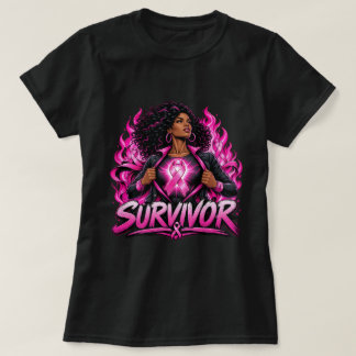 Schwarzes Frau Brustkrebs Überlebende Shirt, Rosa T-Shirt