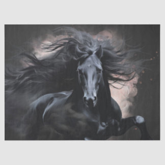 Schwarzes Friesisches Pferd Decoupage Seidenpapier