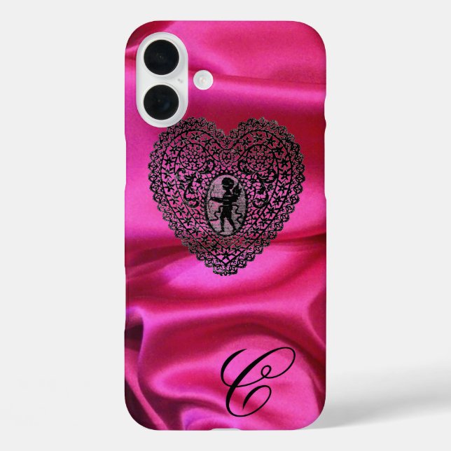 SCHWARZES FUCHSIA-KLEINES MONOGRAMM Case-Mate iPhone HÜLLE (Rückseite)