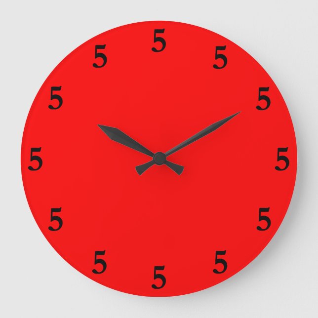 Schwarzes fünf Uhr irgendwo auf Rot (Vorderseite)