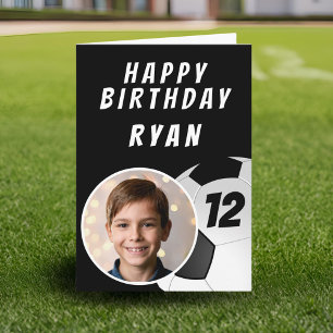 Schwarzes Fußballfoto zum Geburtstag Karte