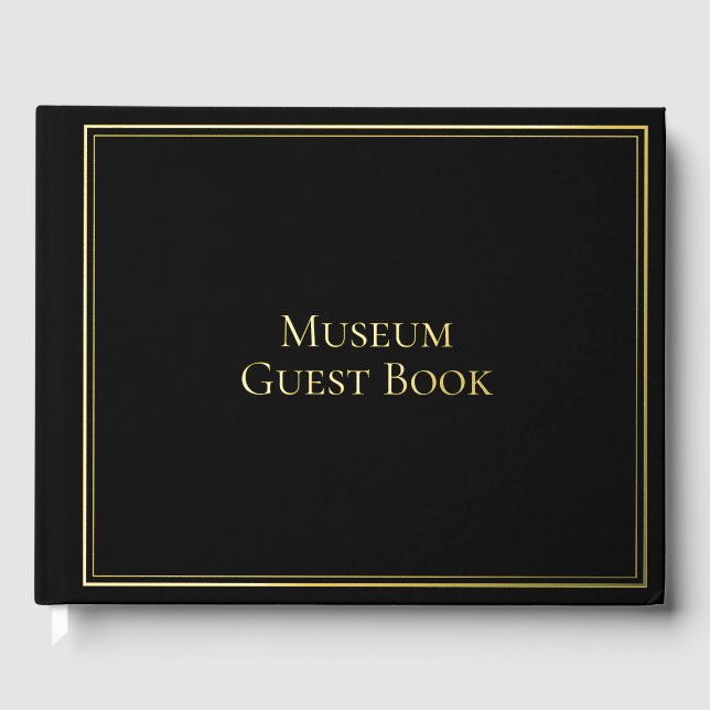 Schwarzes Gästebuch mit goldenem Rahmen Museum (Vorderseite)