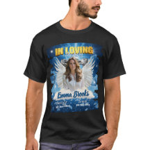 Schwarzes Gedenk-T-Shirt mit Foto für Beerdigungen