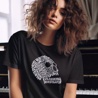 Schwarzes Geisterjagd-Paranormales-Totenkopf-Shirt T-Shirt