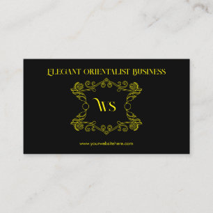 Schwarzes gelbes Ornament im orientalischen Stil Visitenkarte