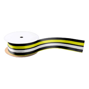 Schwarzes gelbes und weißes gestreiftes Satin-Ban Satinband