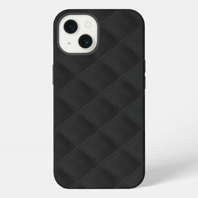 Schwarzes genähtes Leder iPhone Hülle (Rückseite)