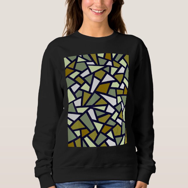 Schwarzes geometrisches Abstraktes Muster Camoufla Sweatshirt (Vorderseite)