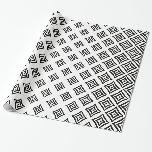 Schwarzes geometrisches Design Geschenkpapier (Ungerollt)