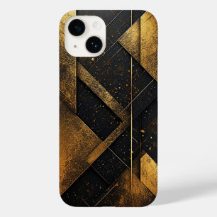 Schwarzes geometrisches Gold-Design Case-Mate iPhone 14 Hülle