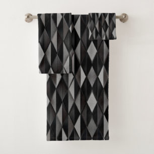 Schwarzes geometrisches Muster   Badhandtuch Set